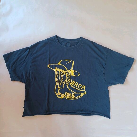 Unbranded Tops - WREA Cowboy Shootout 2018 T-Shirt Black Size XL Cotton Cropped Raw Hem Western